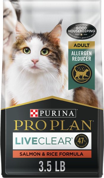 Purina Pro Plan LiveClear Probiotic High Protein Salmon & Rice Formula Dry Cat Food, 3.5-lb bag slide 1 of 10