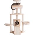 Armarkat Classic Real Wood Cat Tower & Ramp Cat Tree, Beige, 58-in