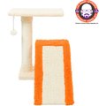 Armarkat Real Wood Sisal Carpet Ramp & Two-Level Platform Cat Tree, Beige & Orange