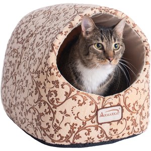 Armarkat Winter Soft Warm Cat Bed, Small, Beige Floral Pattern