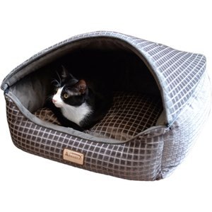 Armarkat Collasible Zipper Top Cuddle Cave Cat Bed, Bronze & Silver