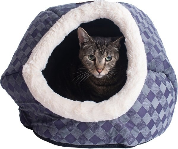 Armarkat Cuddle Cave Dog & Cat Bed, Blue Checkered slide 1 of 8