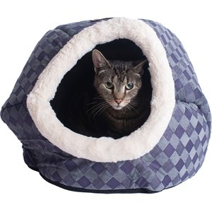 Armarkat Cuddle Cave Dog & Cat Bed, Blue Checkered