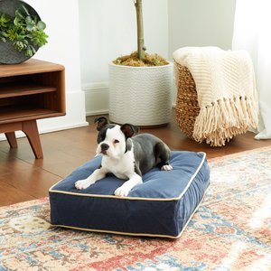 Happy Hounds Bailey Rectangle Pillow Dog Bed w/ Removable Cover, Denim, X-Small