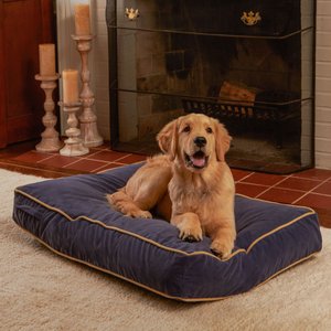 Happy Hounds Bailey Rectangle Pillow Dog Bed w/ Removable Cover, Denim, Small