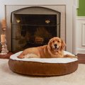Happy Hounds Scooter Deluxe Round Pillow Dog Bed w/ Removable Cover, Latte, Large
