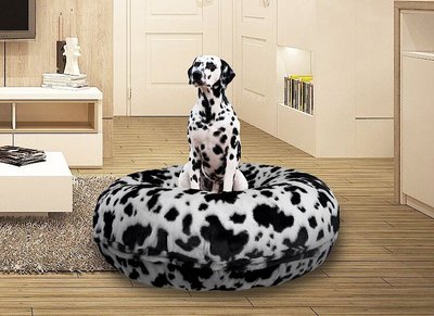 Bessie + Barnie Signature Animal Print Bagel Bolster Cat & Dog Bed w/Removable Cover, Aspen Snow Leopard/Snow White, X-Large, slide 1 of 1