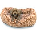 Majestic Pet Greek Keys Towers Bagel Bolster Cat & Dog Bed, Orange, Medium
