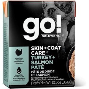 Go! Solutions SKIN + COAT CARE Turkey & Salmon Pate Dog Food, 12.5-oz, case of 12