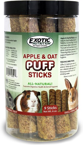 Exotic Nutrition Apple & Oat Puff Sticks Rabbit Treats, 9 count slide 1 of 2