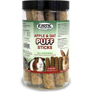 Exotic Nutrition Apple & Oat Puff Sticks Rabbit Treats, 9 count