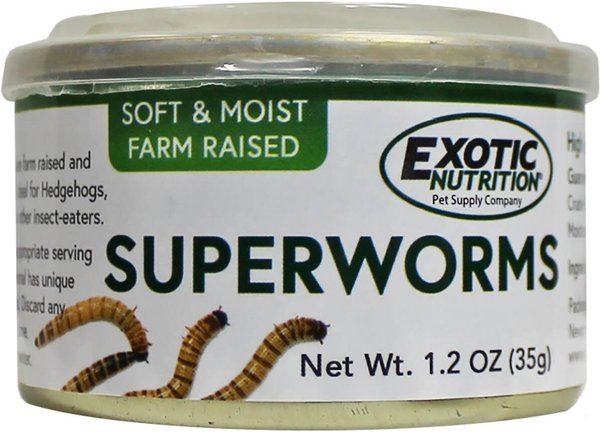 Exotic Nutrition Superworms Hedgehog Treats, 1.2-oz can slide 1 of 3