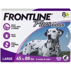 Frontline Plus Flea & Tick Spot Treatment for Large Dogs, 45-88 lbs, 8 Doses (8-mos. supply)