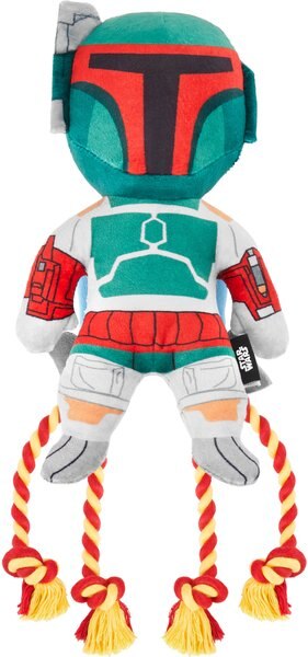 STAR WARS BOBA FETT Plush with Rope Squeaky Dog Toy  slide 1 of 4