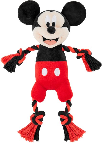 Disney Mickey Mouse Plush with Rope Squeaky Dog Toy slide 1 of 4