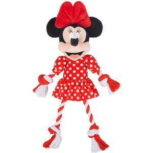 Disney Minnie Mouse Plush with Rope Squeaky Dog Toy 