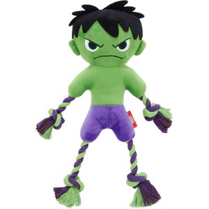 Marvel 's The Hulk Plush with Rope Squeaky Dog Toy