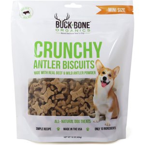 Buck Bone Organics Mini Antler Biscuits Dog Treats, 16-oz bag
