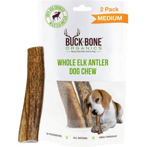 Buck Bone Organics Whole Elk Antler Dog Treats, 2 count, Medium
