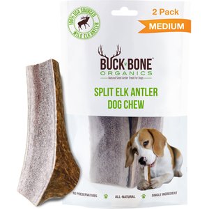 Buck Bone Organics Split Elk Antler Dog Treats, 2 count bag, Medium