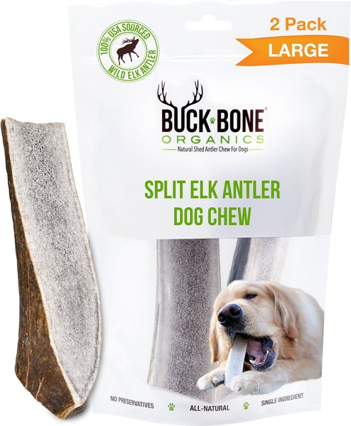 Buck Bone Organics Split Elk Antler Dog Treats, 2 count bag, Large slide 1 of 6