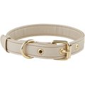 Creative Brands Saffiano Dog Collar, Champagne, 10 to 15-in neck, 3/4-in wide