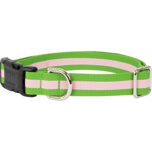 Harry Barker Eton Polyester Dog Collar, Pink & Green, Small: 10 to 13-in neck, 3/4-in wide