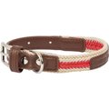 Harry Barker Braided Rope Dog Collar, Red & Cream, Medium: 11 to 15-in neck, 5/8-in wide
