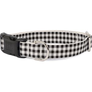 Harry Barker Gingham Polyester Dog Collar, Black, Large: 17 to 23-in neck, 1-in wide