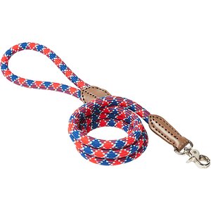 Harry Barker Plaid Rope Dog Leash, Red & Blue, 5-ft