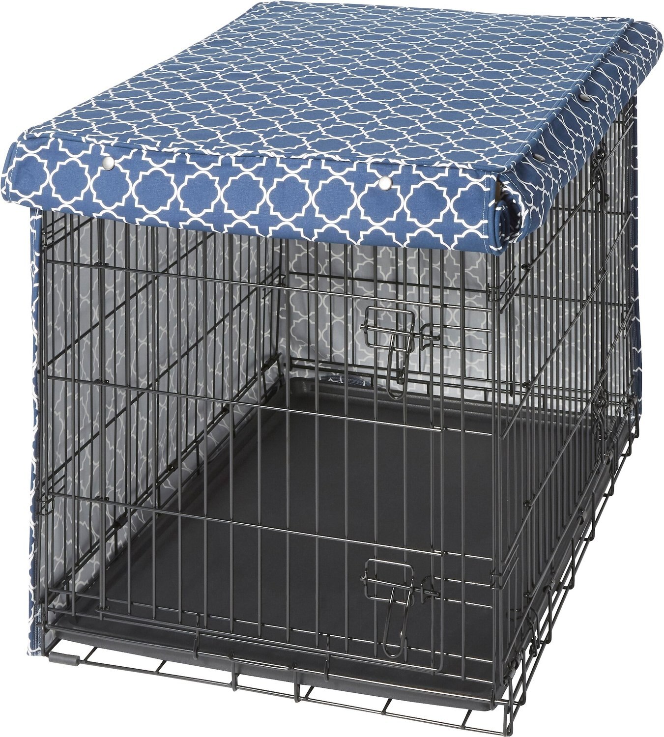 FRISCO Crate Cover, Navy Trellis, 36 inch