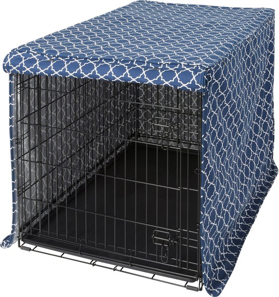 Frisco Crate Cover, Navy Trellis, 42 inch slide 1 of 7