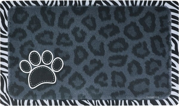 Drymate Leopard & Zebra Border Pet Bowl Dog & Cat Place Mat, Black slide 1 of 7