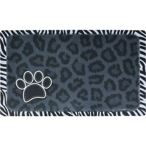 Drymate Leopard & Zebra Border Pet Bowl Dog & Cat Place Mat, Black