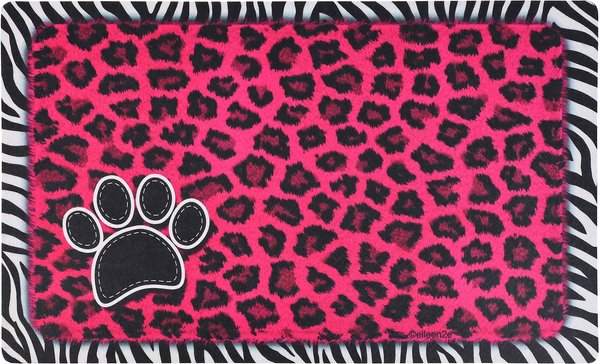 Drymate Leopard & Zebra Border Pet Bowl Dog & Cat Place Mat, Pink slide 1 of 7