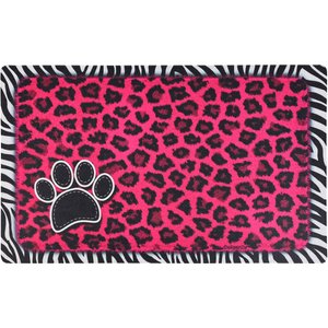 Drymate Leopard & Zebra Border Pet Bowl Dog & Cat Place Mat, Pink