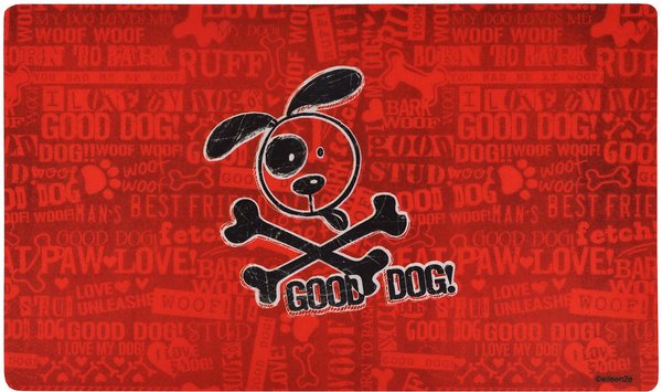 Drymate Red Good Dog Cross Bones Dog Bowl Place Mat, Small slide 1 of 7