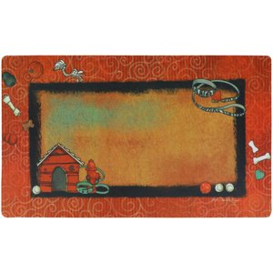 Drymate Red Border Red Dog House Dog Bowl Place Mat, Small