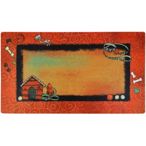 Drymate Red Border Red Dog House Dog Bowl Place Mat, Large
