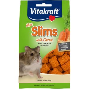 Vitakraft Mini Slims with Carrot Hamster & Small Animal Nibble Stick Treat, 1.76-oz bag