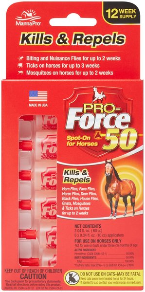FORCE Pro-Force 50 Equine Spot-On Fly, Tick & Mosquito Repellent Horse Spray, 6 count slide 1 of 2