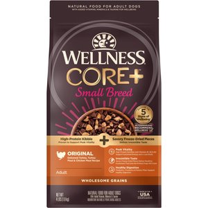 Wellness CORE RawRev Wholesome Grains Small Breed Original Recipe High Protein Dry Dog Food, 4-lb bag