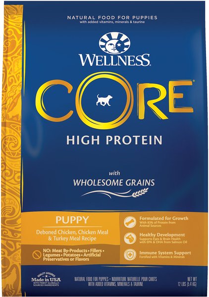 Wellness CORE Wholesome Grains Puppy High Protein Dry Dog Food, 12-lb bag slide 1 of 7