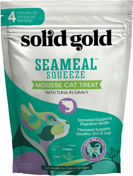 Solid Gold SeaMeal Squeeze with Tuna In Gravy Mousse Lickable Cat Treat, 4 count slide 1 of 8