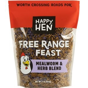 Happy Hen Treats Free Range Feast Mealworm & Herb Blend Chicken Treats, 2-lb jar