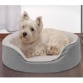 FurHaven Faux Sheepskin & Suede Orthopedic Bolster Dog Bed w/Removable Cover, Gray, Medium