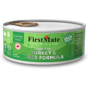 FirstMate Turkey & Rice Formula Cage-Free Canned Cat Food, 5.5-oz can, case of 24