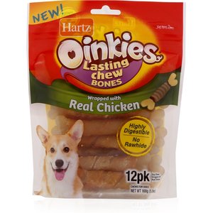 Hartz Oinkies 4" Real Chicken Lasting Chew Bone Dog Treats, 12 count
