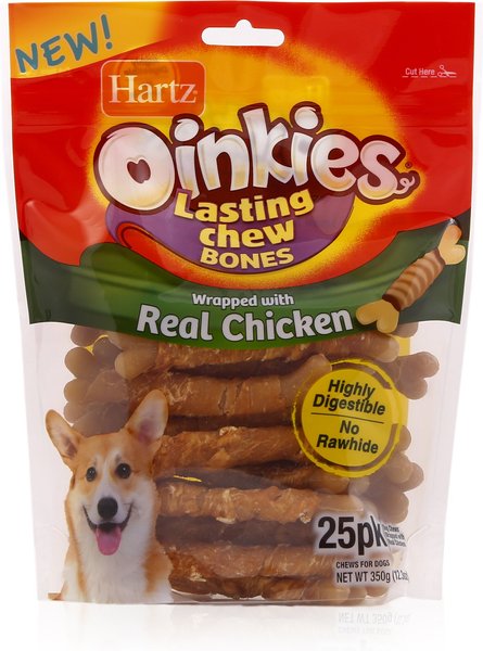 Hartz Oinkies 4" Real Chicken Lasting Chew Bone Dog Treats, 25 count slide 1 of 6
