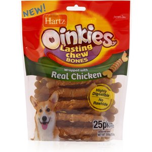 Hartz Oinkies 4" Real Chicken Lasting Chew Bone Dog Treats, 25 count